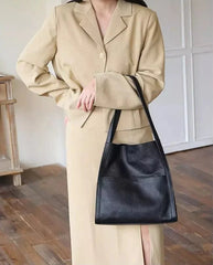 Cora Solid Color Simple Faux Leather Shoulder Bag